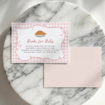 Söta rosa Gingham-böcker för bebis-kort