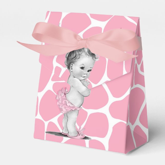 Söta Rosa Giraff Babyfirande Presentlådor (Framsidan Sidan)