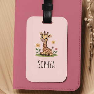 Söta rosa giraffdockor för barn bagagebricka