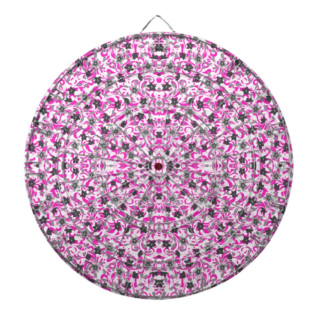 Söta rosa grå vita abstrakta blommor darttavla (Framsidan)