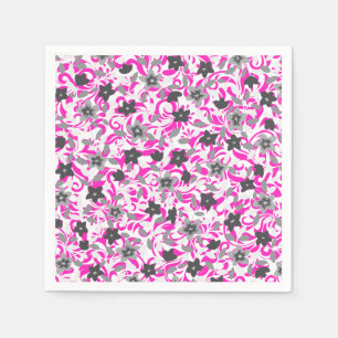Söta rosa grå vita abstrakta blommor pappersservett