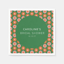 Söta Rosa Gröna Retro Blommor Bröllopsfest Anpassa