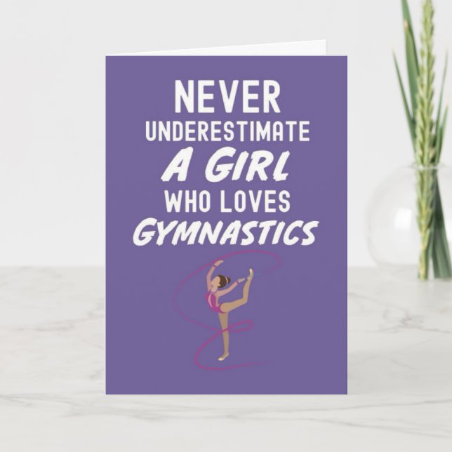 Söta rosa gymnastikkort för små flickor barn kort (Framsida)