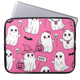 Söta rosa halloween-spöken Kawaii läskig fest Laptop Fodral