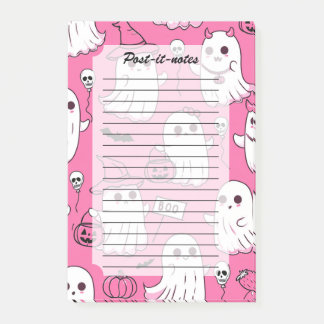 Söta rosa halloween-spöken Kawaii läskig fest Post-it Block