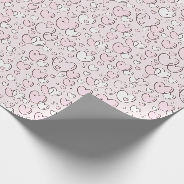 Söta Rosa Handritade Bubbelhjärtan Alla Hjärtans D Presentpapper (Hörn)