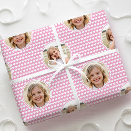Söta Rosa Hjärtan Barn Födelsedags Foto Presentpapper