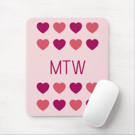 Söta Rosa Hjärtan Initialer Monogram Musmatta