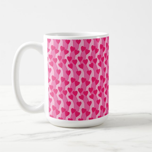 Söta Rosa Hjärtan Mönster Kaffemugg (Vänster)