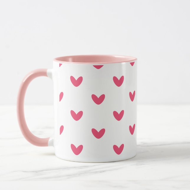 Söta Rosa Hjärtan Mönster Modern Kaffemugge Mugg (Vänster)