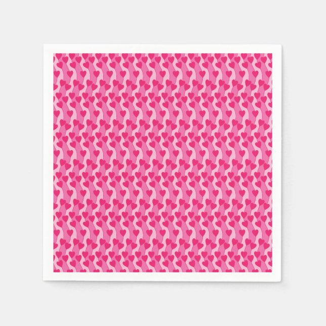 Söta Rosa Hjärtan Mönster Pappersservett (Framsidan)