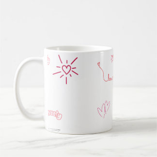 Söta rosa hjärtan och kärleksdoodles sömlöst mönst kaffemugg