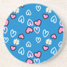 Söta rosa hjärtan och tusenskönor Rund Coaster