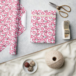 Söta Rosa Hjärtan Stylish kärlek Valentine Mönster Presentpapper
