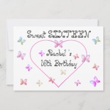 söta Rosa Hjärtans Fjärilar Sweet 16 Födelsedag