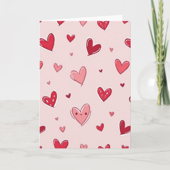 Söta Rosa Hjärtans Kärlekskort Kort (Framsida)