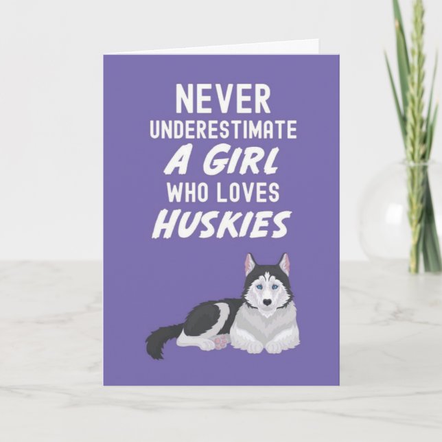 Söta Rosa Husky-kort För Små Flickor Barns Husdjur Kort (Framsida)