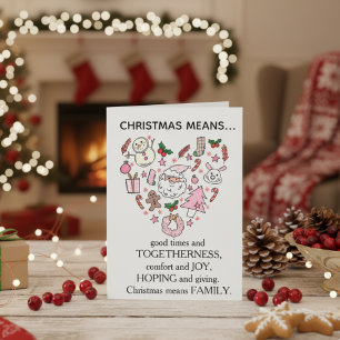 Söta Rosa Ikoner Hjärt Jul Betyder Familj Kort