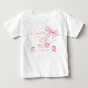 Söta Rosa Jordgubbar 2 Två Söta 2-års Födelsedag T Shirt