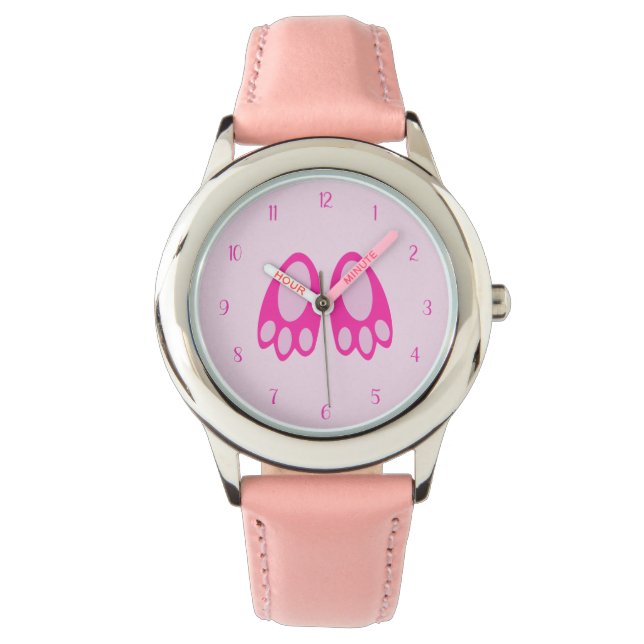 Söta rosa kaninbabys fötter påsk armbandsur (Framsida)