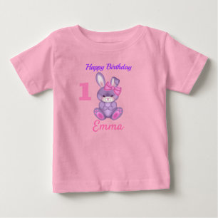 Söta rosa kanintjejers personliga födelsedag t shirt