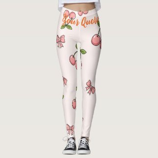 Söta Rosa Körsbär & Slingor Sömlös Mönster Leggings