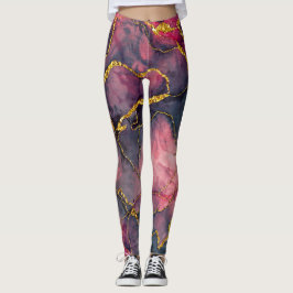 Söta rosa marmorbalar leggings