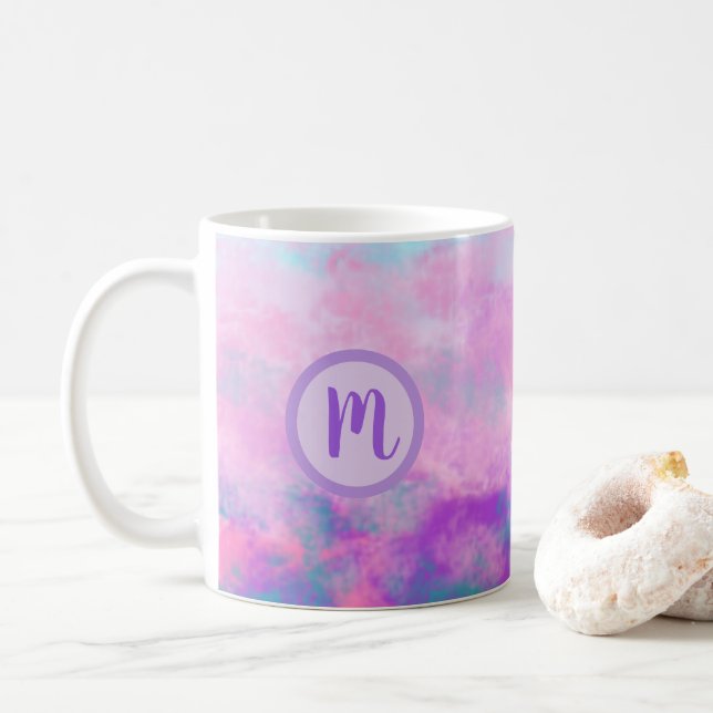 Söta Rosa Moln Monogram Kaffemugg (Med munk)