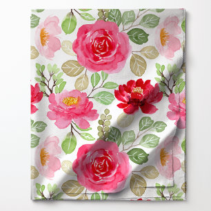 Söta rosa och röda akvarellrosor blommor tyg