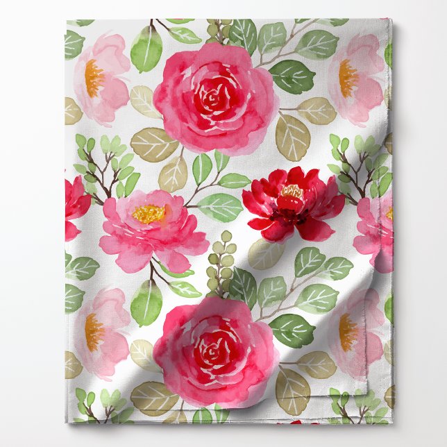 Söta rosa och röda akvarellrosor blommor tyg (Skapare uppladdad)