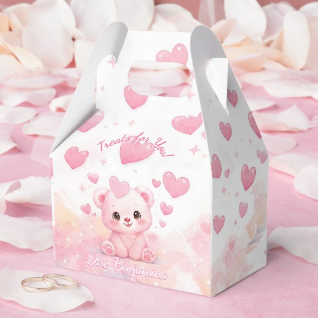 Söta Rosa Pastellfärgade Babybjörnar Födelsedag Presentaskar (Bröllop)