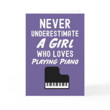 Söta Rosa Pianist Kort För Flickor Kid Piano Spela