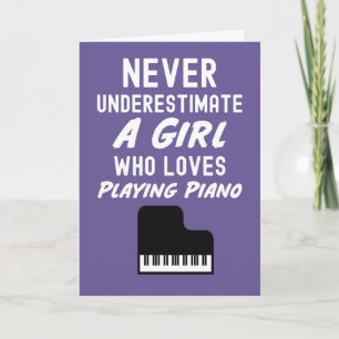 Söta Rosa Pianist Kort För Flickor Kid Piano Spela