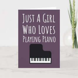 Söta Rosa Pianospelar-kort För Liten Pianist Flick Kort