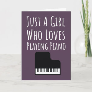 Söta Rosa Pianospelar-kort För Liten Pianist Flick Kort