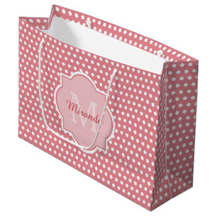 Söta Rosa Prickar Med Monogram och Namn