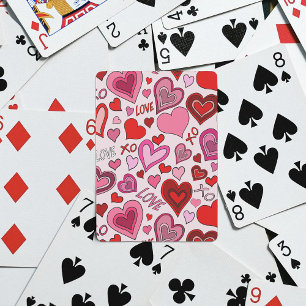 Söta Rosa Röda Hjärtan Rodnad Kärlek Mönster Casinokort