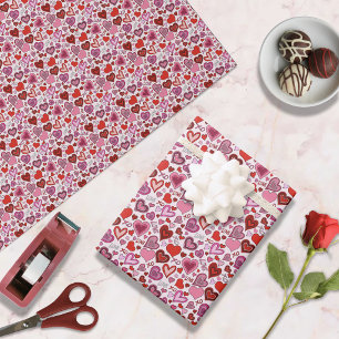 Söta Rosa Röda Hjärtan Rodnad Kärleksmönster Presentpapper