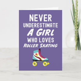 Söta rosa rullskridskoåkarkort för små flickor bar kort