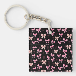 Söta Rosa Slingor på Svart Mönster Reklamnyckelrin