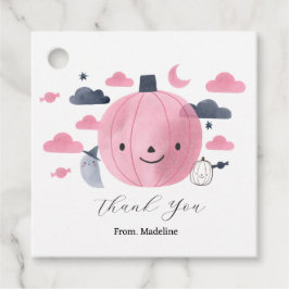 Söta rosa små pumpraljudsinbjudningar gåvor etiketter