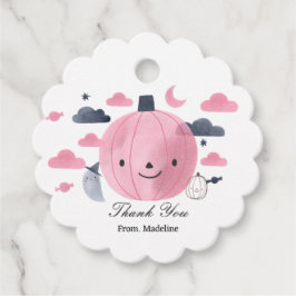 Söta rosa små pumpraljudsinbjudningar gåvor etiketter