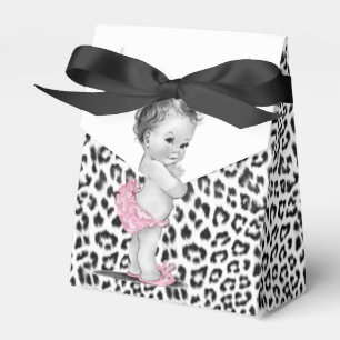 Söta Rosa Snöleopard Baby Shower Presentlådor