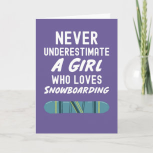 Söta rosa snowboard-kort för små flickor barn kort