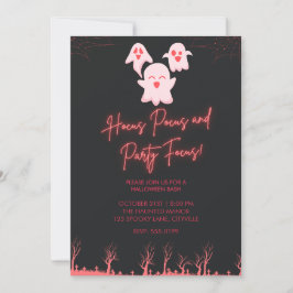 Söta Rosa Spöken Halloweenfest Inbjudan | Neon