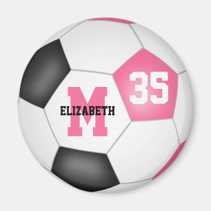 Söta rosa svarta flickor anpassningsbar fotboll magnet