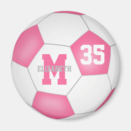 Söta rosa vita flickor anpassningsbar fotboll magnet