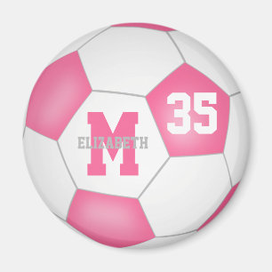Söta rosa vita flickor anpassningsbar fotboll magnet