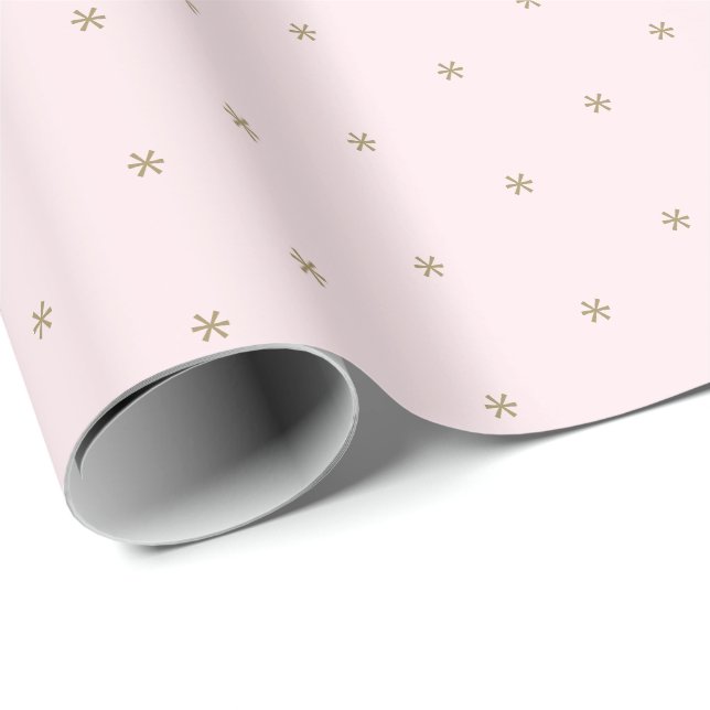 Söta rosablommiga guld snöflingor vinter Högtider Presentpapper (Rullad Hörn)