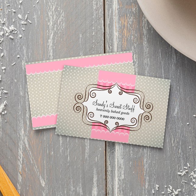 Söta rosor och polka dots visitkort (Sweet Pink and Polka Dots Business Card)